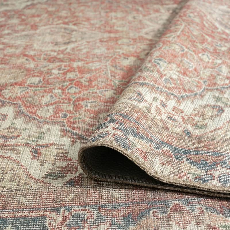 Park Avenue Traditional Medallion Indoor Machine Washable Area Rug