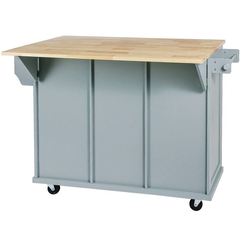 Kitchen Island Cart with Wheels Drop-Leaf, Storage Racks