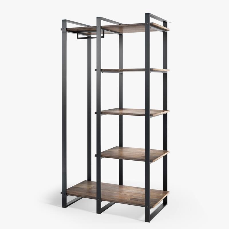 Priage by ZINUS Brown Wood and Metal 64 Inch Etagere Bookcase