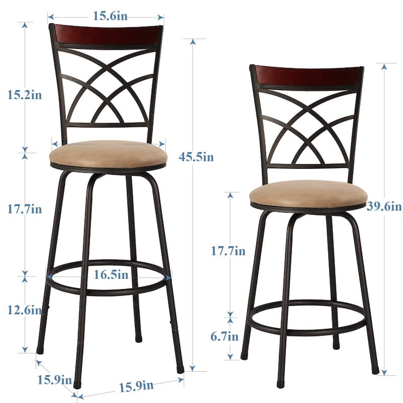 Javlergo Bar Stools Swivel Adjustable Height Counter Stools, Set of 2