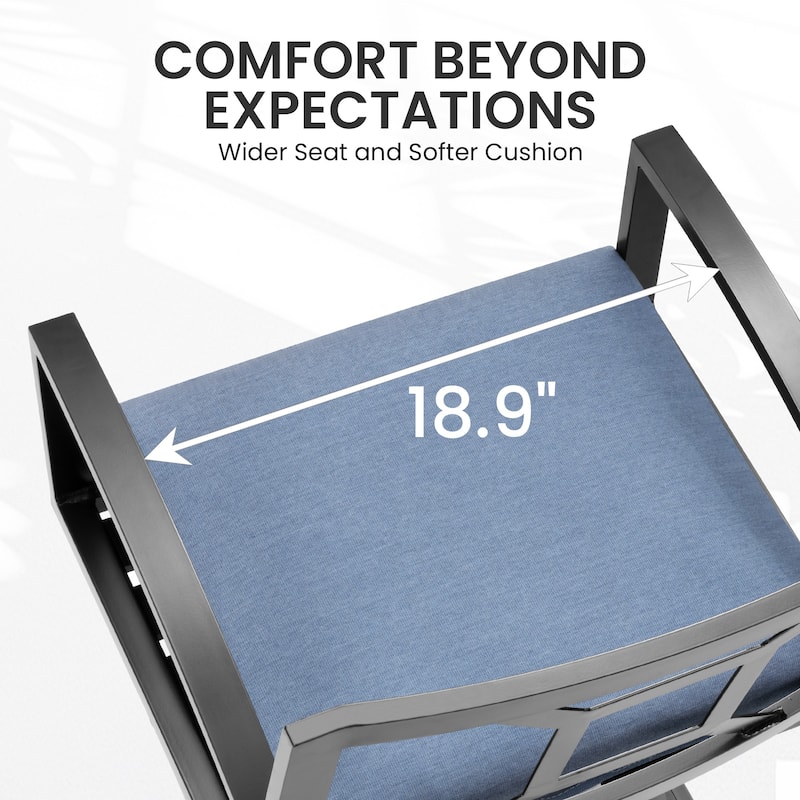 Outdoor Premium All-Aluminum Bar Height Bar Stools with Sunbrella Cushions