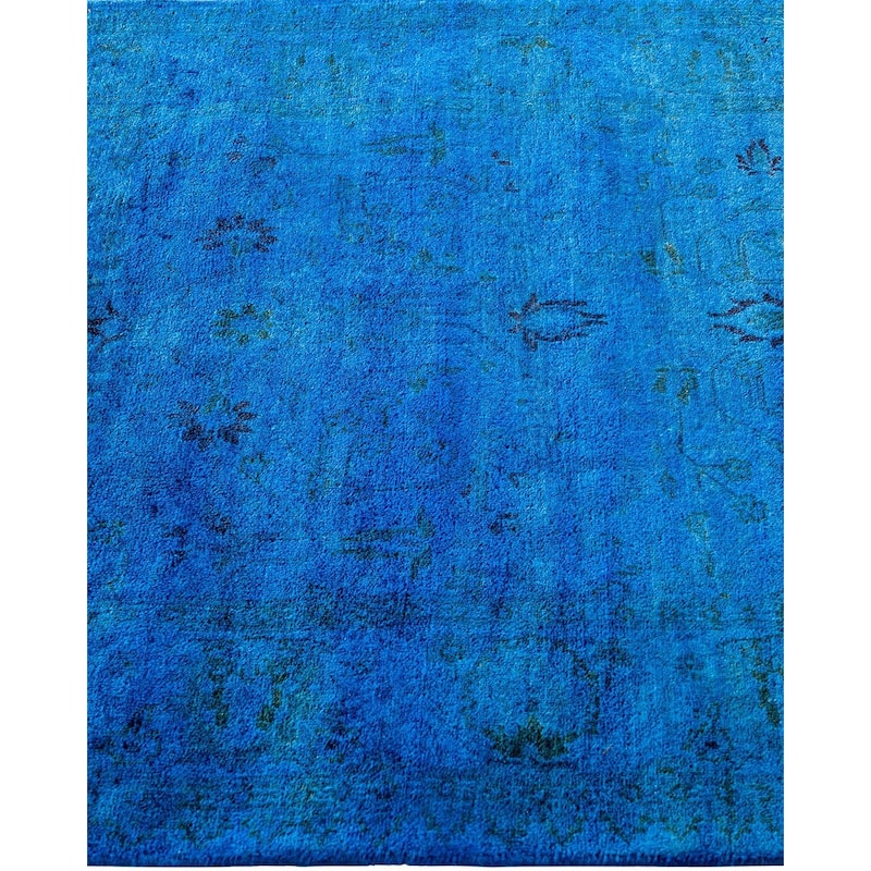 Fine Vibrance One-of-a-Kind Hand-Knotted Runner Rug - Blue, 2' 7" x 12' 8" - 2' 7" x 12' 8"