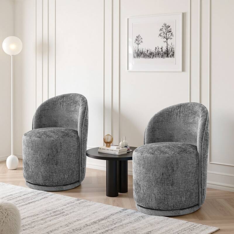 UIXE 2 Set Modern Upholstered Swivel Armless Side Dining Chairs