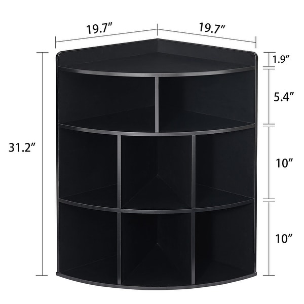 Javlergo 3-Tier Corner Storage Cabinet with 6 Cubes 90° Triangle