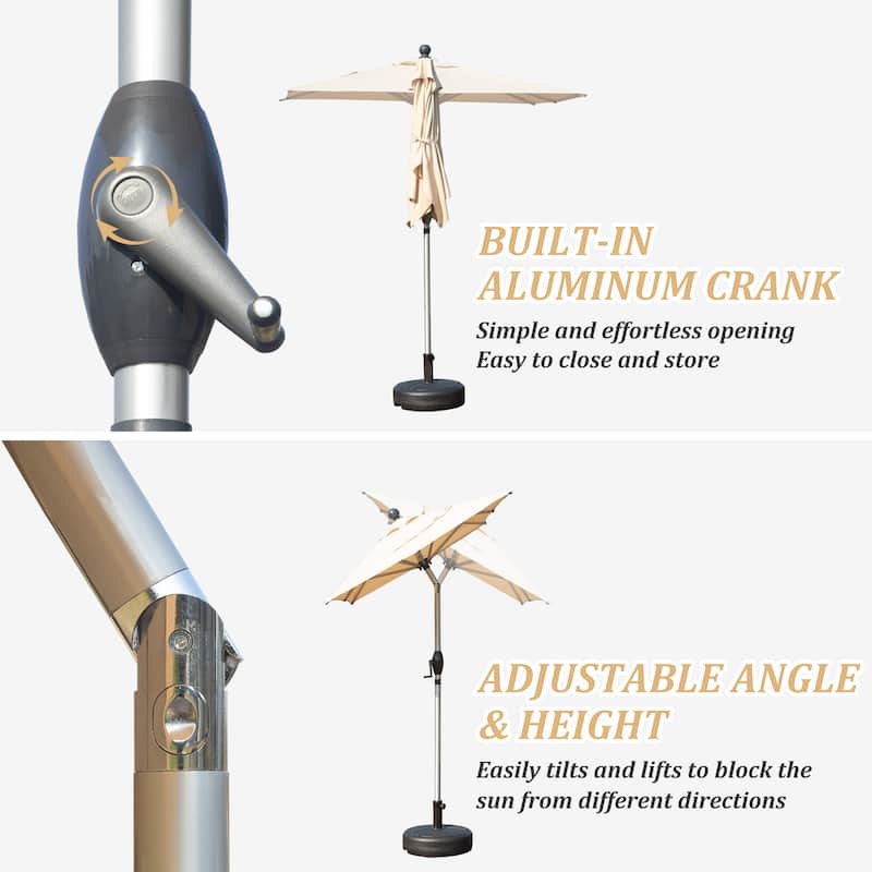 GDFStudio - Rectangular Patio Umbrella with Crank Lift and Multi-Angle Tilt, UV-Resistant Outdoor Shade