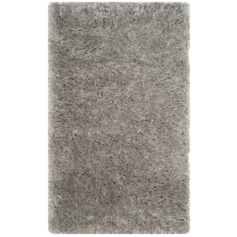 SAFAVIEH Polar Shag Alabama Glam Solid 3-inch Extra Thick - 2' 3" x 4' - Silver - Runner/Rectangle