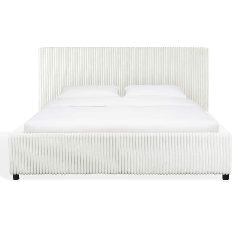SAFAVIEH Couture Mallika Plush Corduroy Bed. - Ivory/Black - King