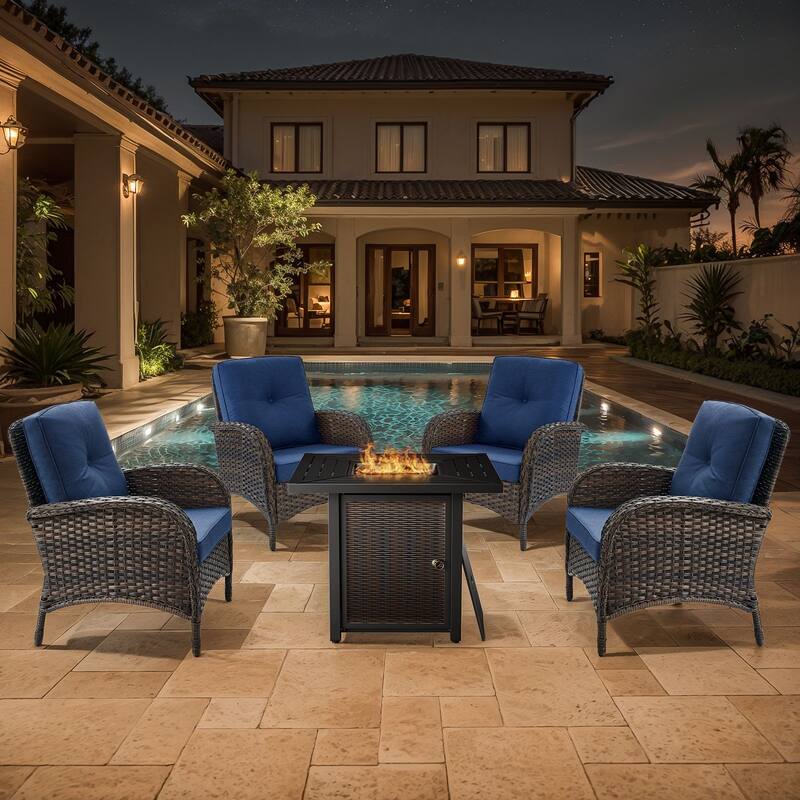 Gymojoy Outdoor Patio Chair & Fire Pit Set Luxurious Comfort Conversation Set