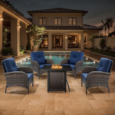 Gymojoy Outdoor Patio Chair & Fire Pit Set Luxurious Comfort Conversation Set