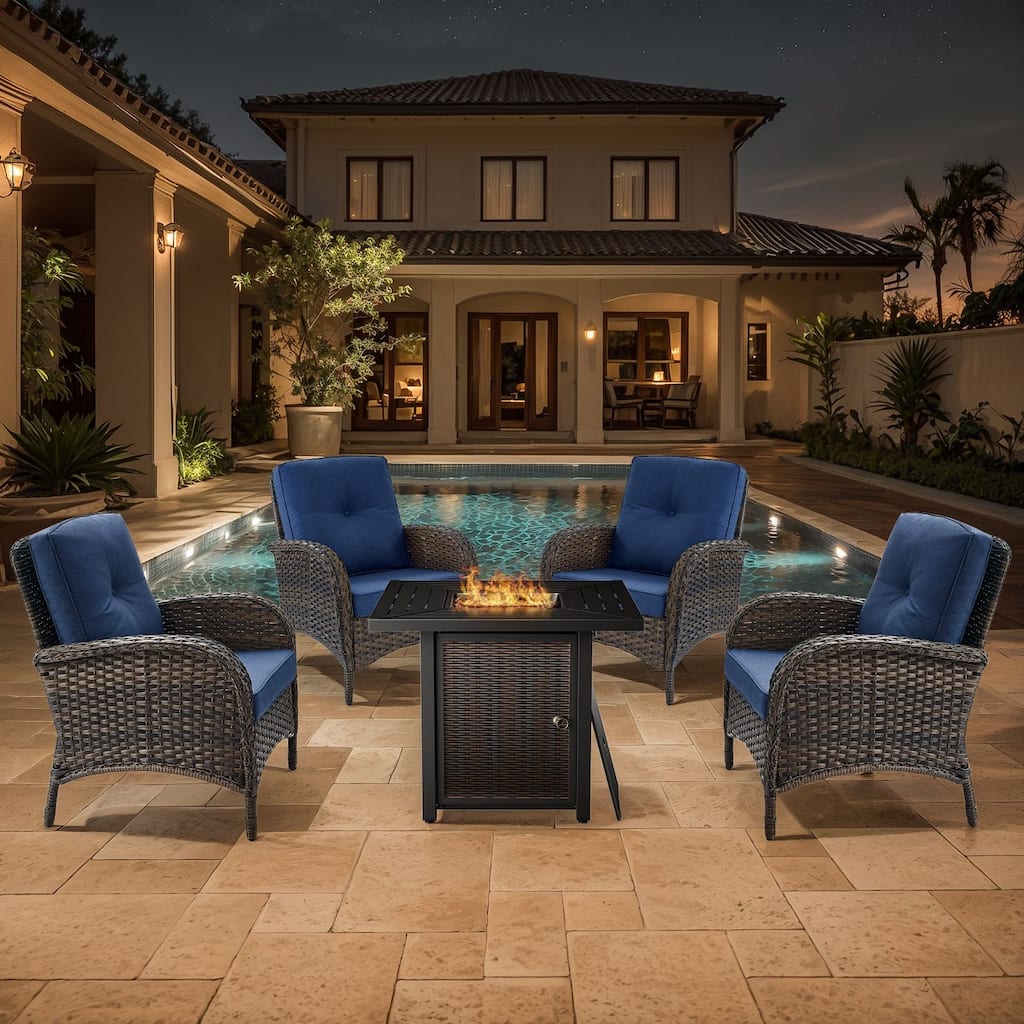 Gymojoy Outdoor Patio Chair & Fire Pit Set Luxurious Comfort Conversation Set