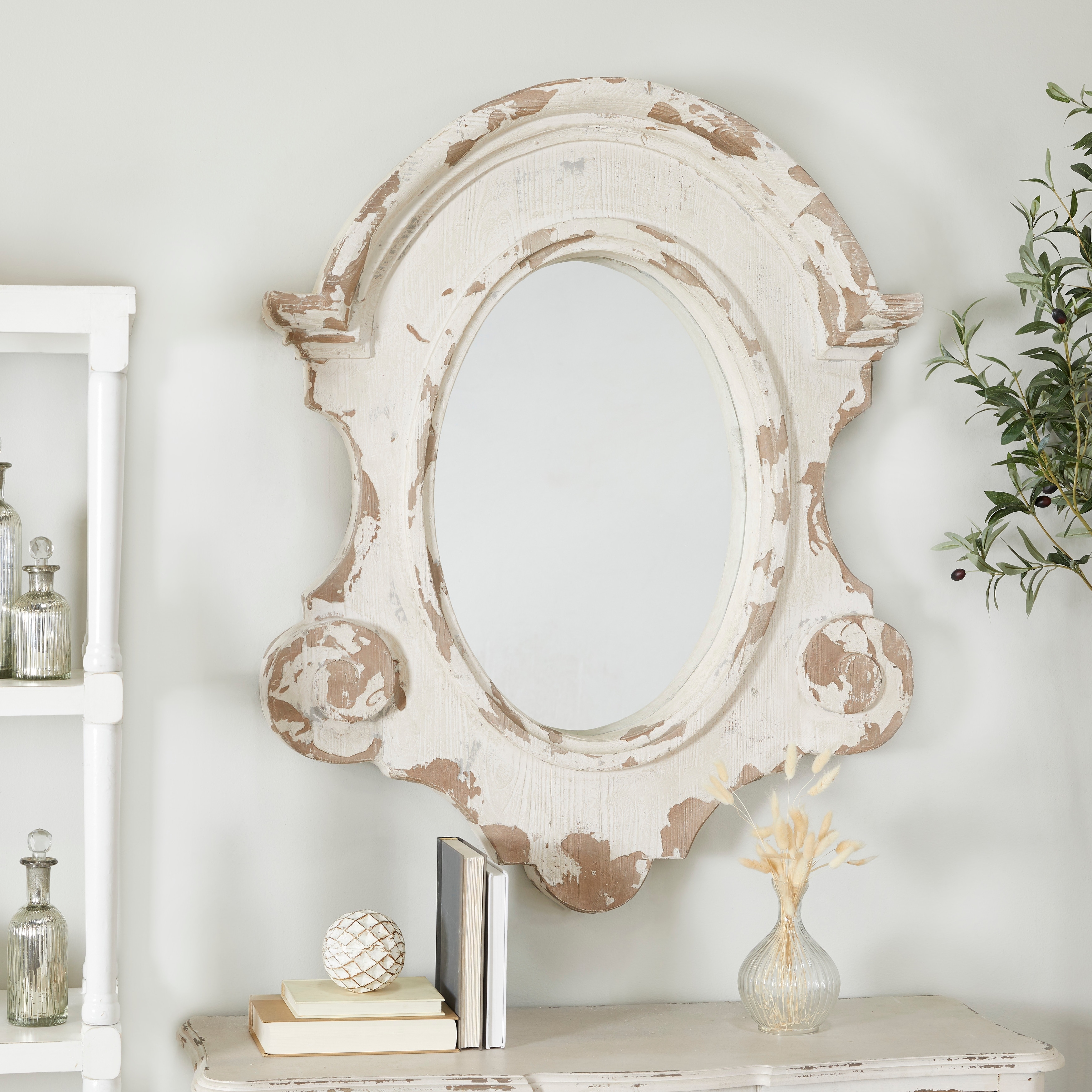 Vintage white mirrors deals