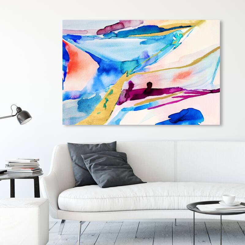 Wynwood Studio Canvas Abstract Flowing Shades Blue and Modern & Contemporary Wall Art Canvas Print - 36 x 54
