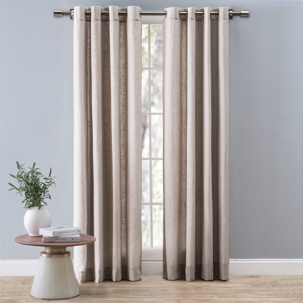 New Castle Gorgeous Slubbed Linen Lined Grommet Curtain Panel