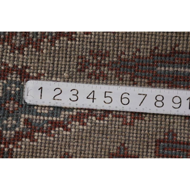 Geometric Viss Indian Runner Rug Handmade Wool Carpet - 2'6"x 9'9"