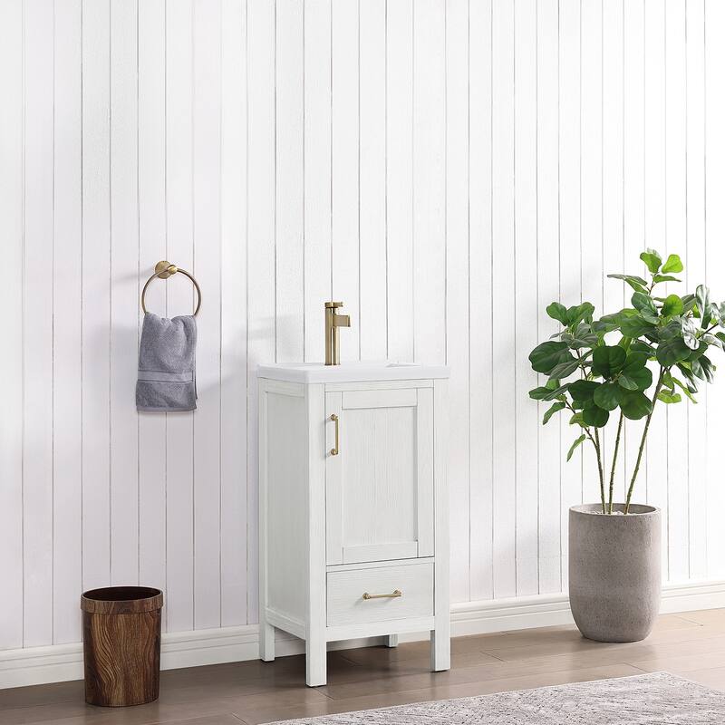 Gela Single Sink Bath Vanity with Drop-In White Ceramic Basin