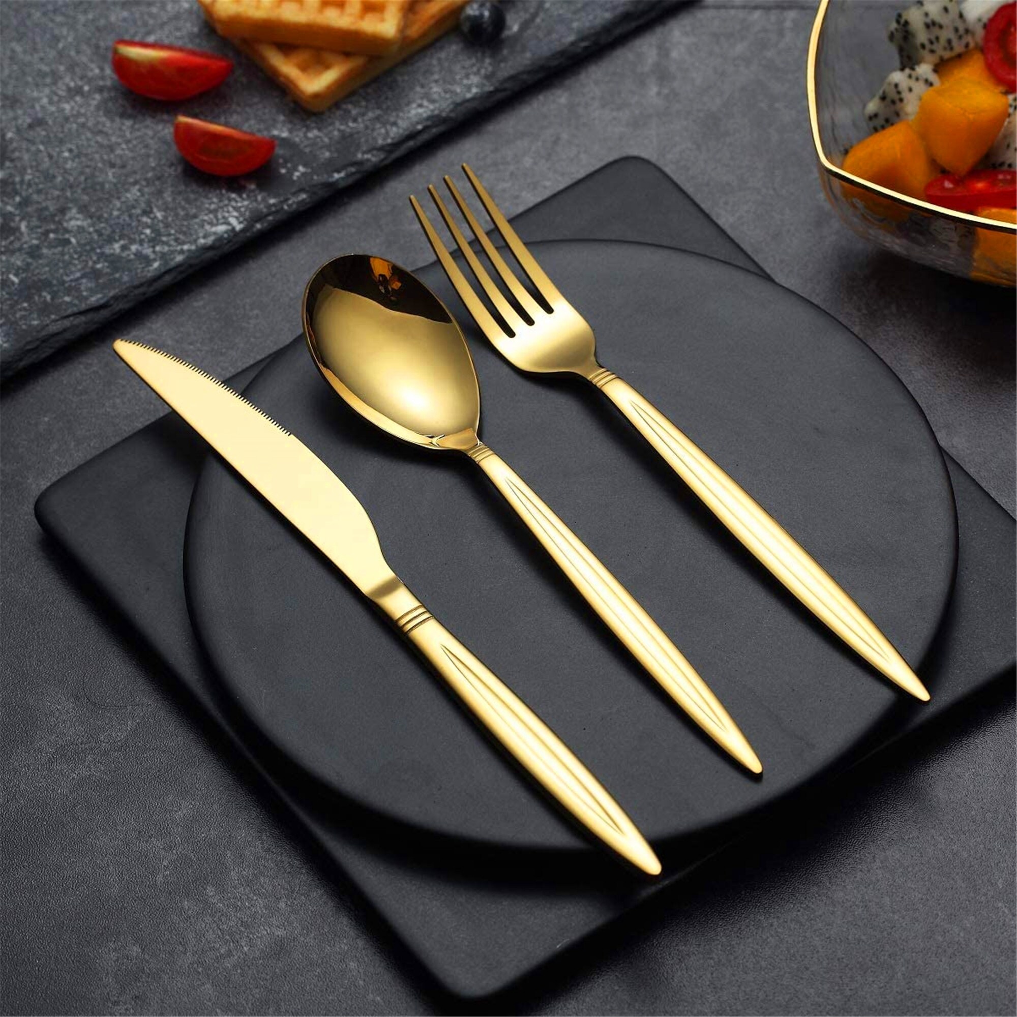 上質で快適 Steel Stainless High Class 18 10 Piece Jankng Flatware S Gold Matte Set カトラリーセット Www Oroagri Eu