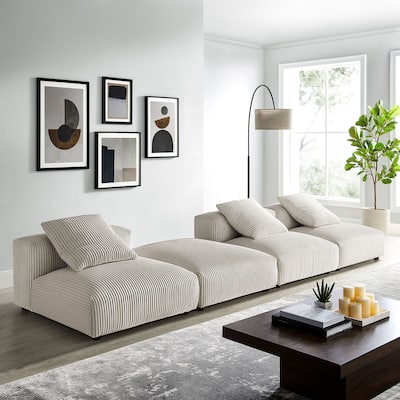 Solace 4-Piece Modular Corduroy Upholstered Sectional Sofa