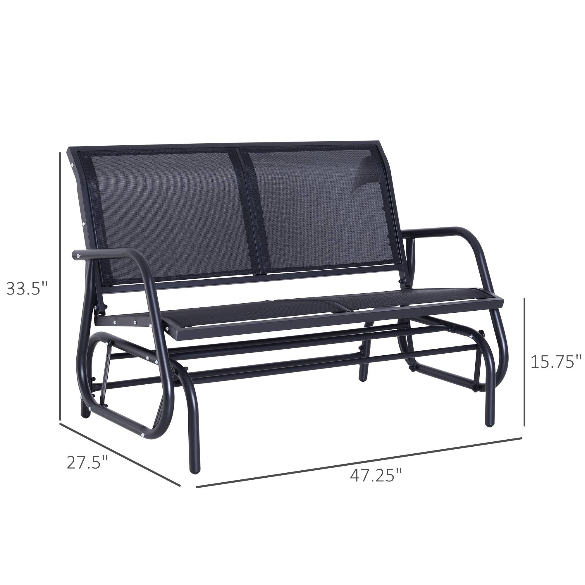 Outsunny 2person Black Outdoor Double Rocker Glider Bench On Sale