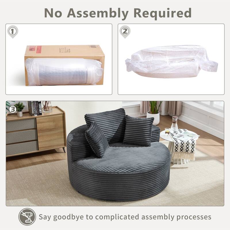 Sectional Modular Daybed Couch, Round Sofa Bed with Memory Foam, Sleeper Sofa with Removable Cushions