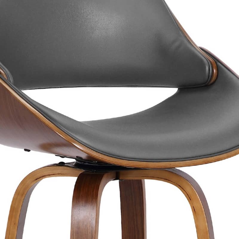 Faux Leather Swivel Counter Height Chair with Black Iron Frame and Footrest - 19.5” x 20.5” x 37.5” (D x W x H)