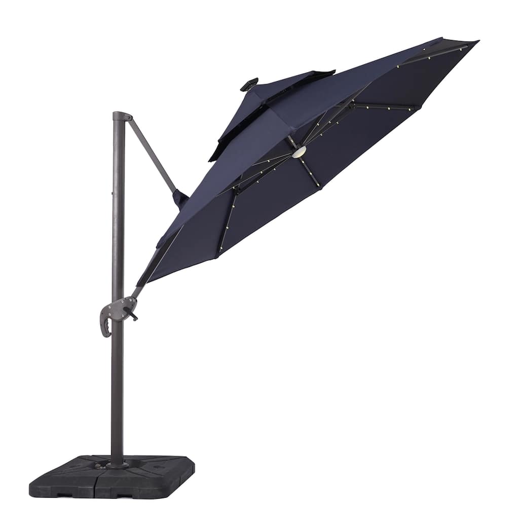 Furniture of America Spring 10-foot LED Steel Cantilever Offset Tilt Roma Umbrella
