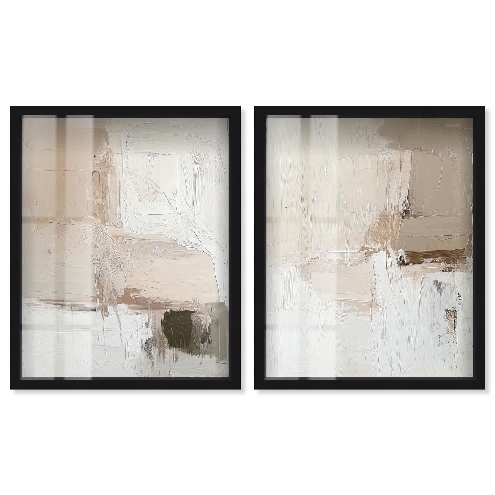 Neutral Luxe Harmony Boho Wall Decor Set of 2 Shadowbox Print by Art Remedy