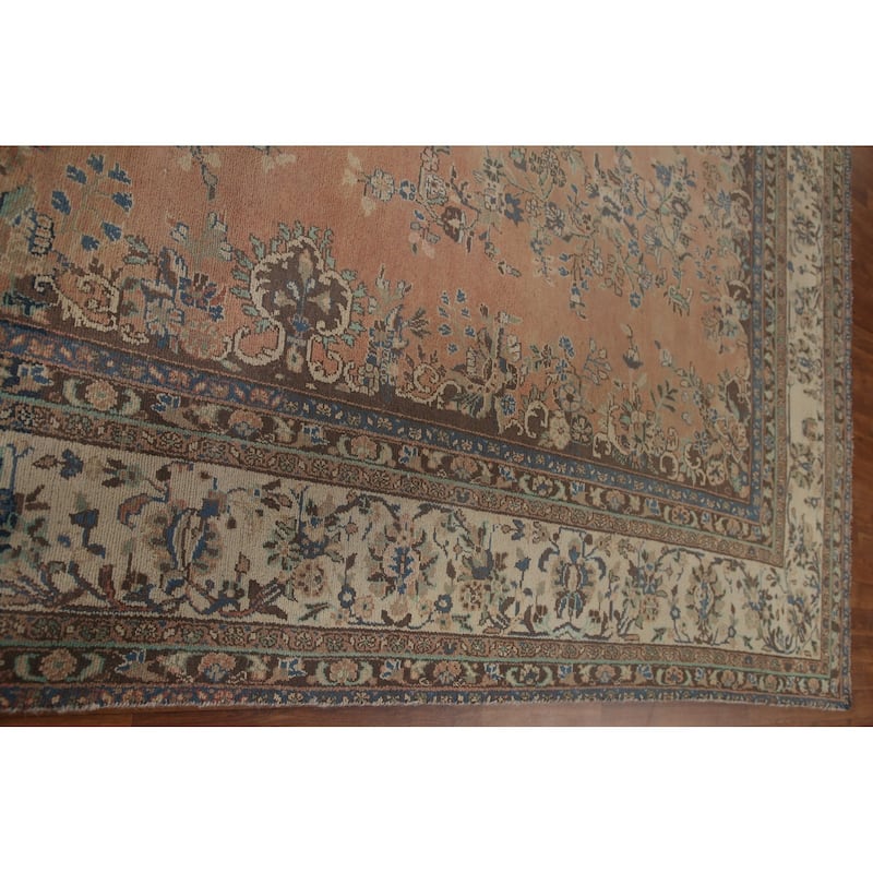 Mashad Persian Vintage Area Rug Handmade Wool Carpet - 10'2" x 12'11"
