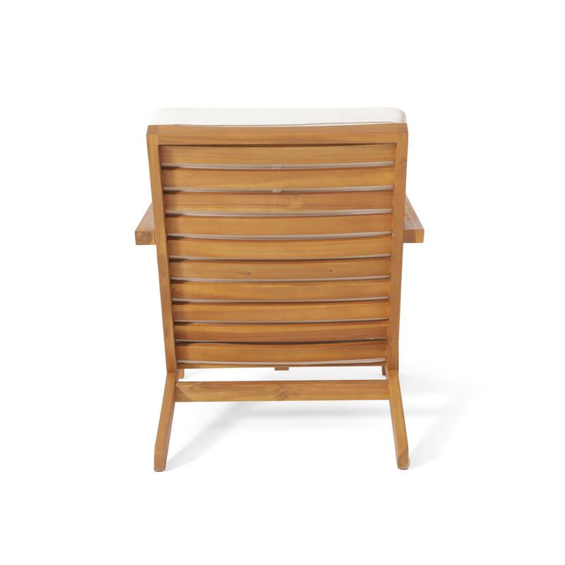 Leah Outdoor 3-piece Acacia Wood Chat Set with Cushions by Christopher Knight Home