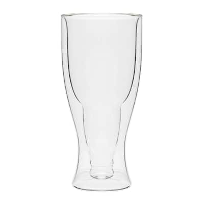 Beer Bottle Glass Double Wall Tumbler 4PC Set - 3" x 3" x 7"