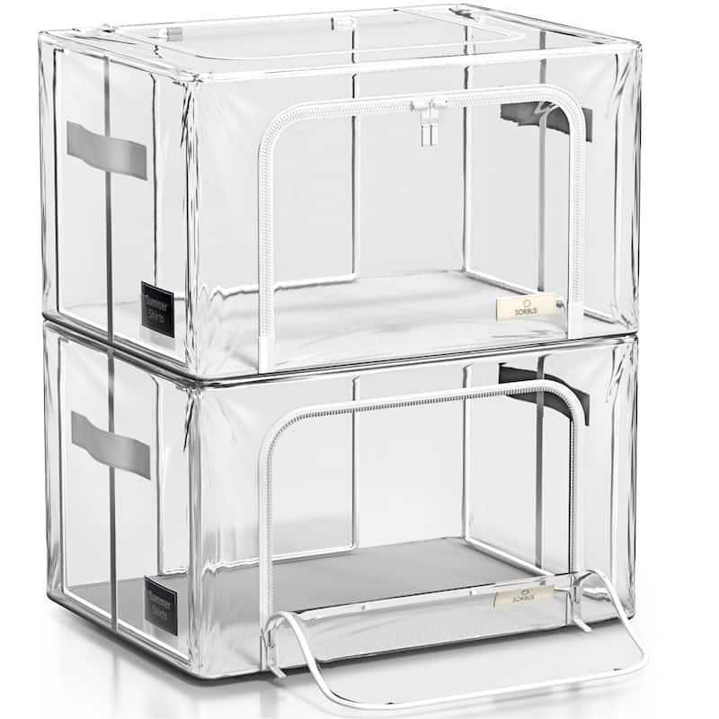 Sorbus Storage Bins with Metal Frame - Stackable & Foldable Clothes Organizer Bags with & Carry Handles Organization