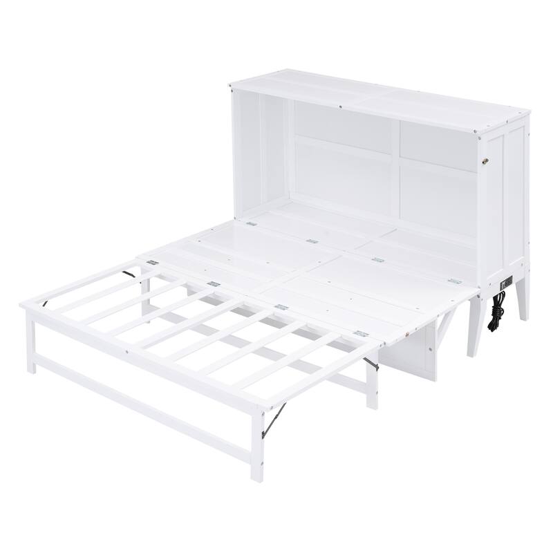 Queen Size Murphy Bed with BuiltIn Charging Station and a Shelf Bed
