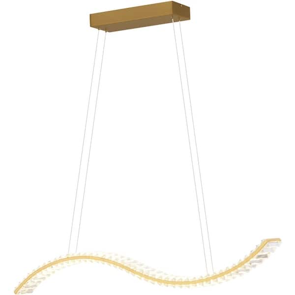 slide 2 of 10, Vaxcel Lighting P0428 38" Wide LED Linear Chandelier Gilded Brass