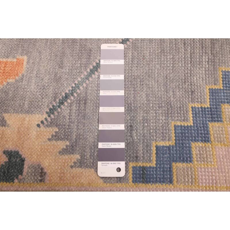 ECARPETGALLERY Hand-knotted Modern Oushak Dark Grey Wool Rug - 9'0 x 11'11