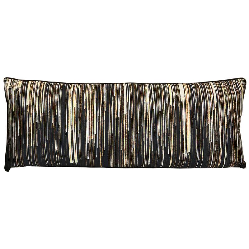 StyleCraft Wyatt Abstract Vertical Rhythm Abstract Pillow - Charcoal, Bronze & Muted Gold - 36" x 14"