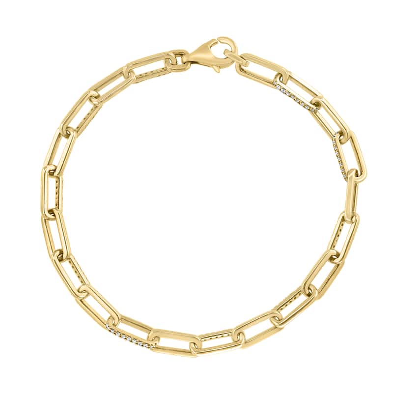 EFFY 14k Yellow Gold Diamond Paperclip Chain Bracelet