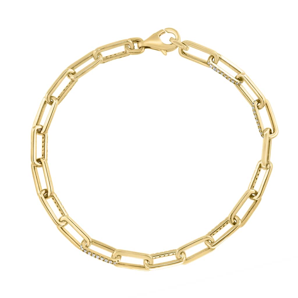 EFFY 14k Yellow Gold Diamond Paperclip Chain Bracelet