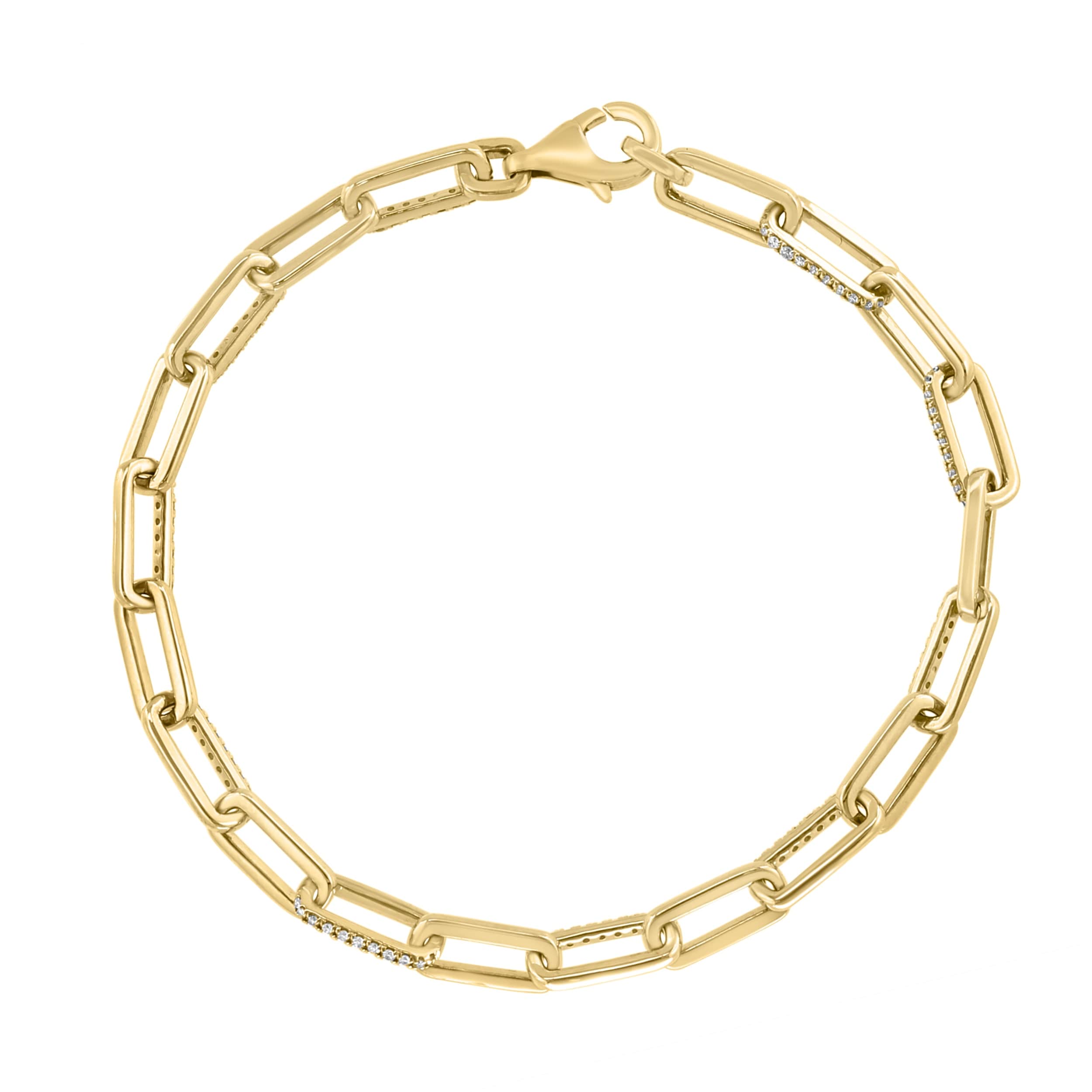 EFFY 14k Yellow Gold Diamond Paperclip Chain Bracelet