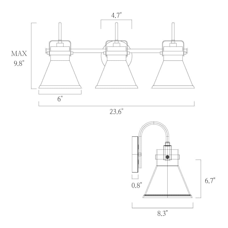 Mutch Modern Farmhouse 3-light Bathroom Vanity Light Industrial Glass LED Dimmable Wall Sconce