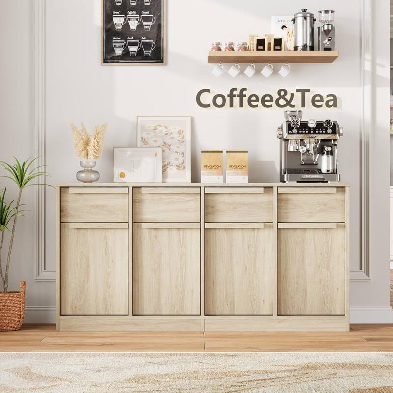 Sideboard Buffet Cabinet with 2 /4Drawers, 31.5"/62.4" Large Coffee Cabinet with Storage