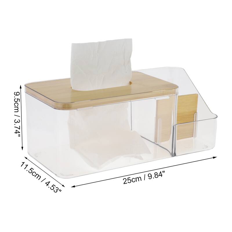 1 Pcs Convenient Divided Tissue Box Holder for Living Room Table Desk - Clear