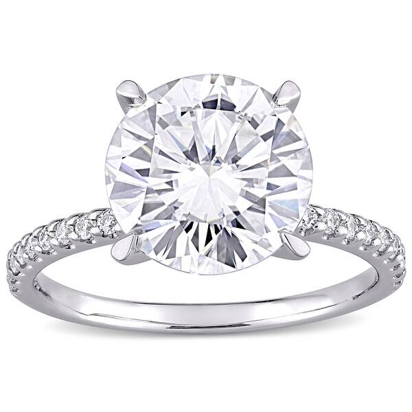 slide 1 of 6, Miadora 4ct DEW Moissanite Solitaire Engagement Ring in 10k White Gold