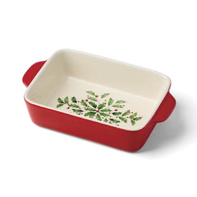 Lenox Holiday Rectangular Baking Dish, Small - 8.25"L x 4.75"W x 2"H; 0.5 Quarts