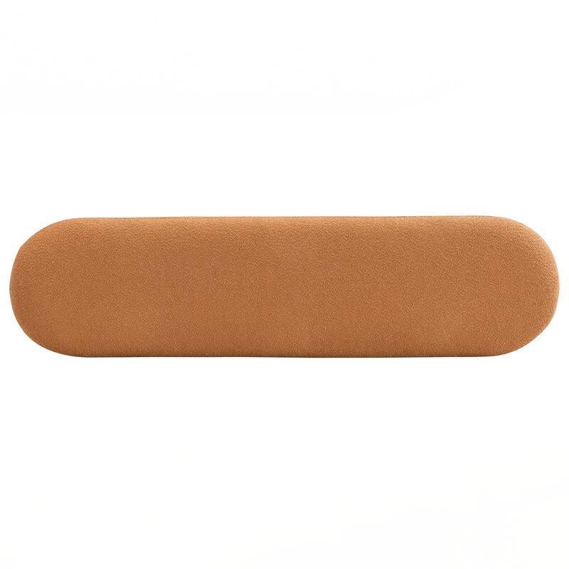 Upholstered Bedroom End of Bed Entryway Bench, Boucle Ottoman for Living Room