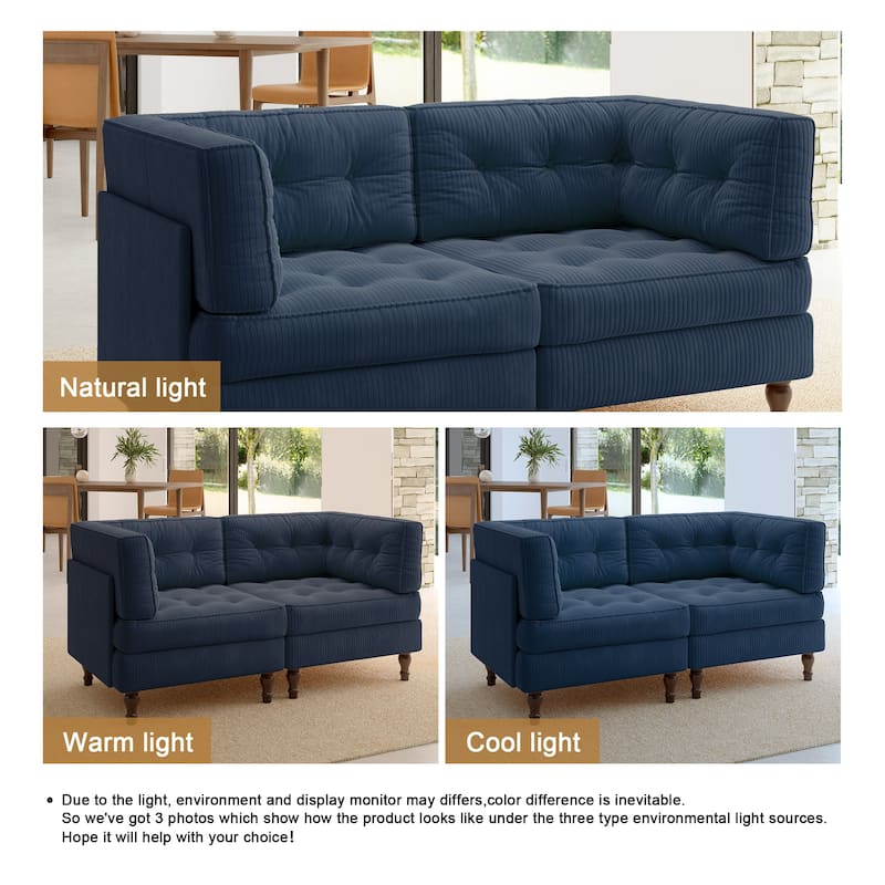 Oversized Sofa Corduroy Tufted Modular Sectional Set