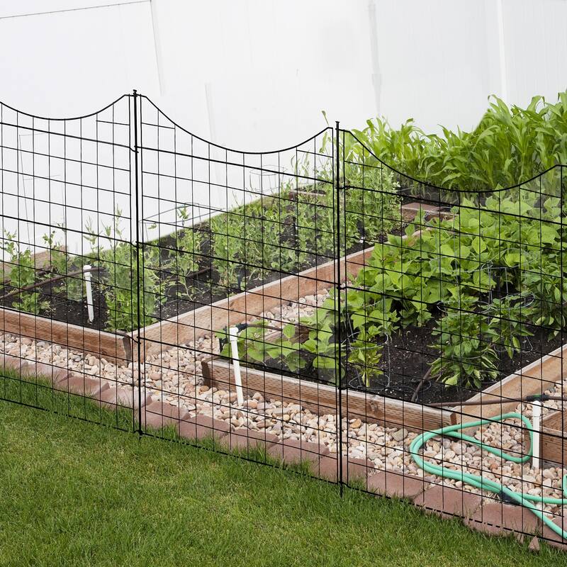 36" x 39" Black Decorative 5-Panel Metal Garden Fence Rustproof Pathway or Flower Bed Border - 36”W x 39”H