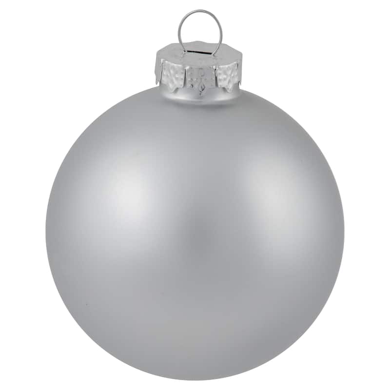 2-Finish Christmas Glass Ball Ornaments - 4" & 3.25"- Silver - 72ct