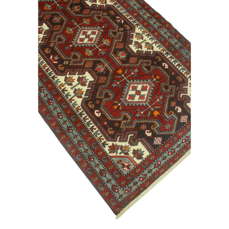 Fine Vintage Distressed Brent Red/Charcoal Runner - 3'8" x 9'10"