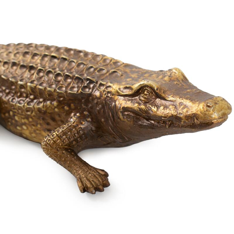Allan Andrews Antiqued Gold Crocodile Sculpture