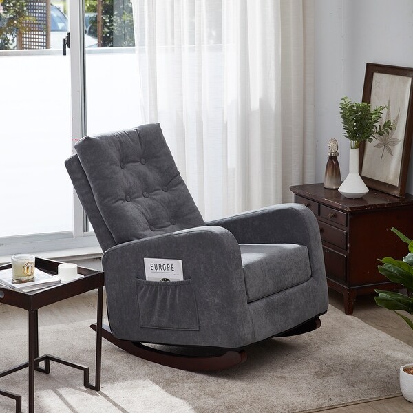 Modern Manual Rocker Recliner Chair Adjustable High Back Tatami