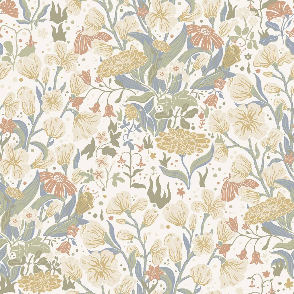 A-Street Prints Hava Neutral Meadow Flowers Wallpaper